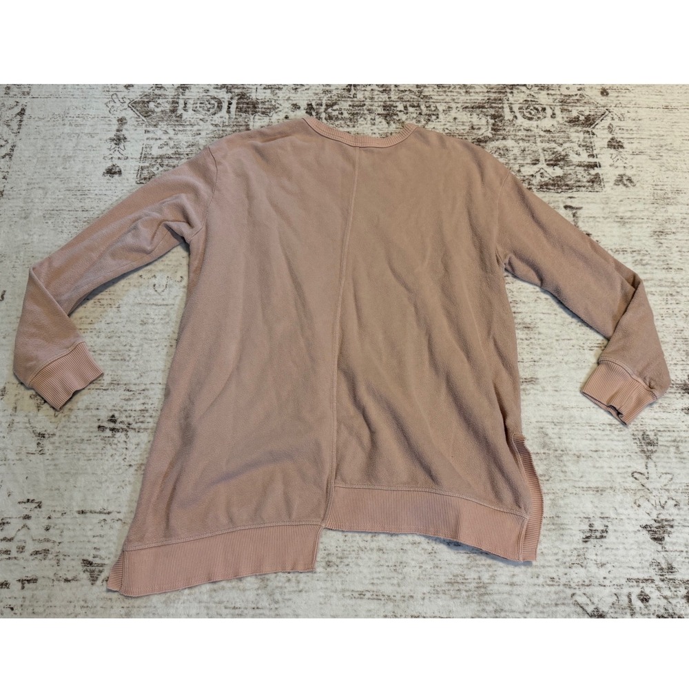Wilt Womens M Pink Striped Asymmetrical Hem Long Sleeve Sweatshirt Made in USA - Picture 6 of 7